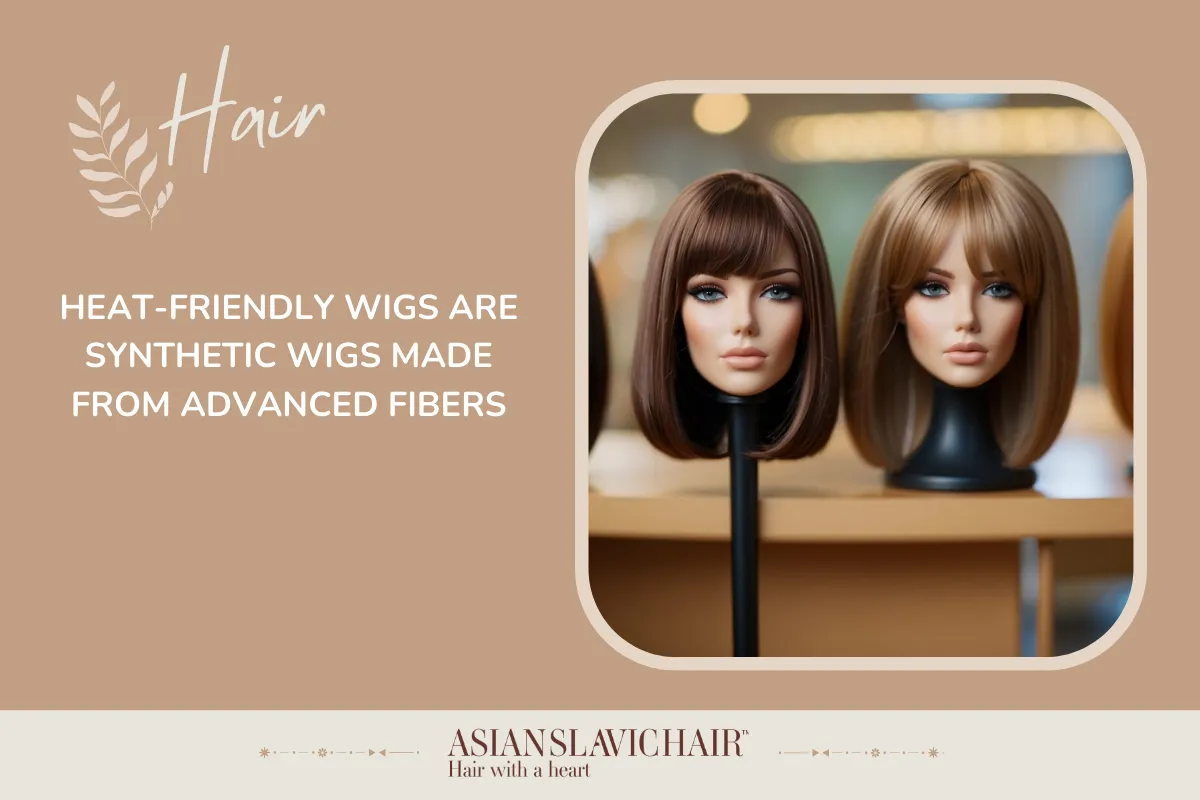 Heat-friendly wigs are synthetic wigs made from advanced fibers