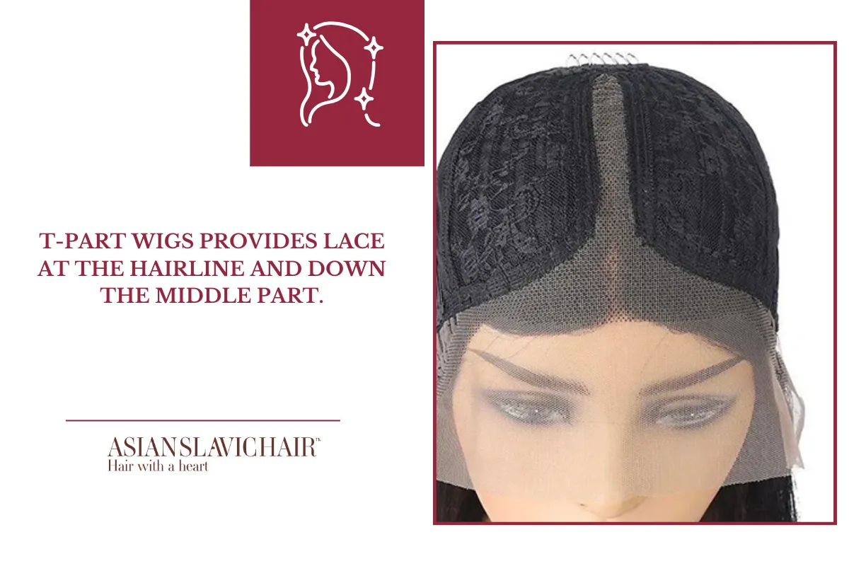 T-Part wigs provides lace at the hairline and down the middle part.