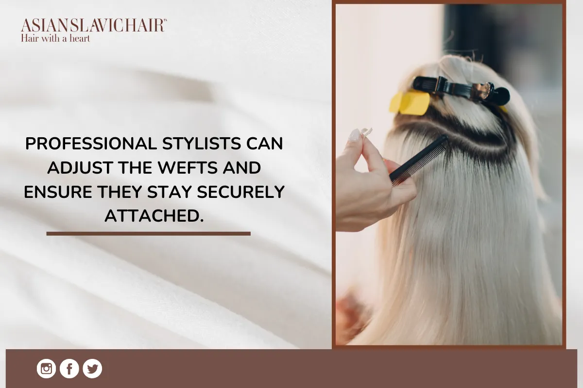 Professional stylists can adjust the wefts and ensure they stay securely attached.