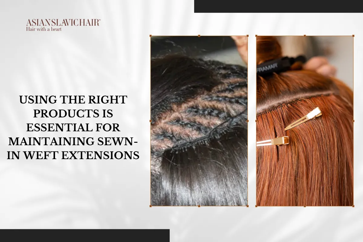 Using the right products is essential for maintaining sewn-in weft extensions