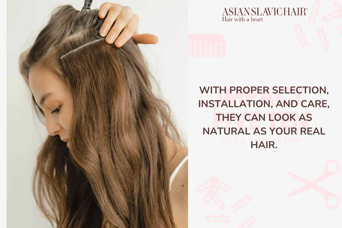 With proper selection, installation, and care, they can look as natural as your real hair.